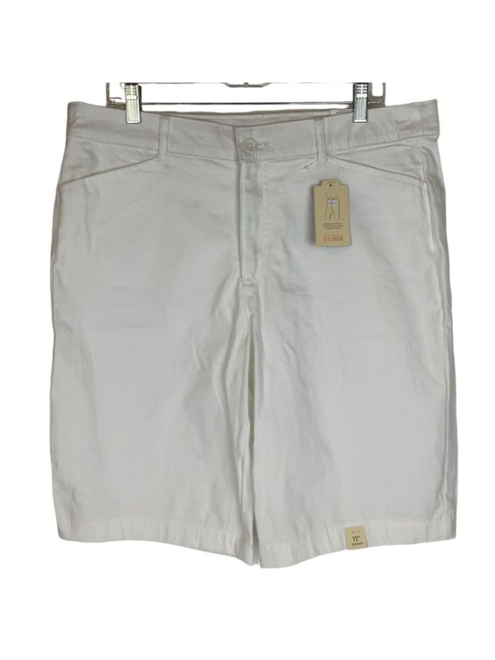 St Johns Bay Long Bermuda Short Size 16 White Secretly Slender
